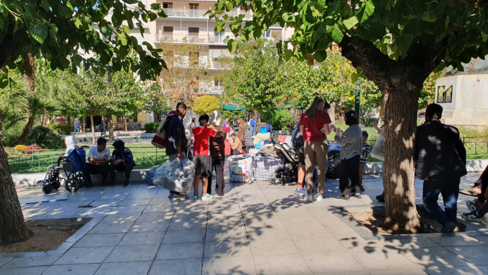 πρόσφυγες στην πλατεία Βικτωρίας